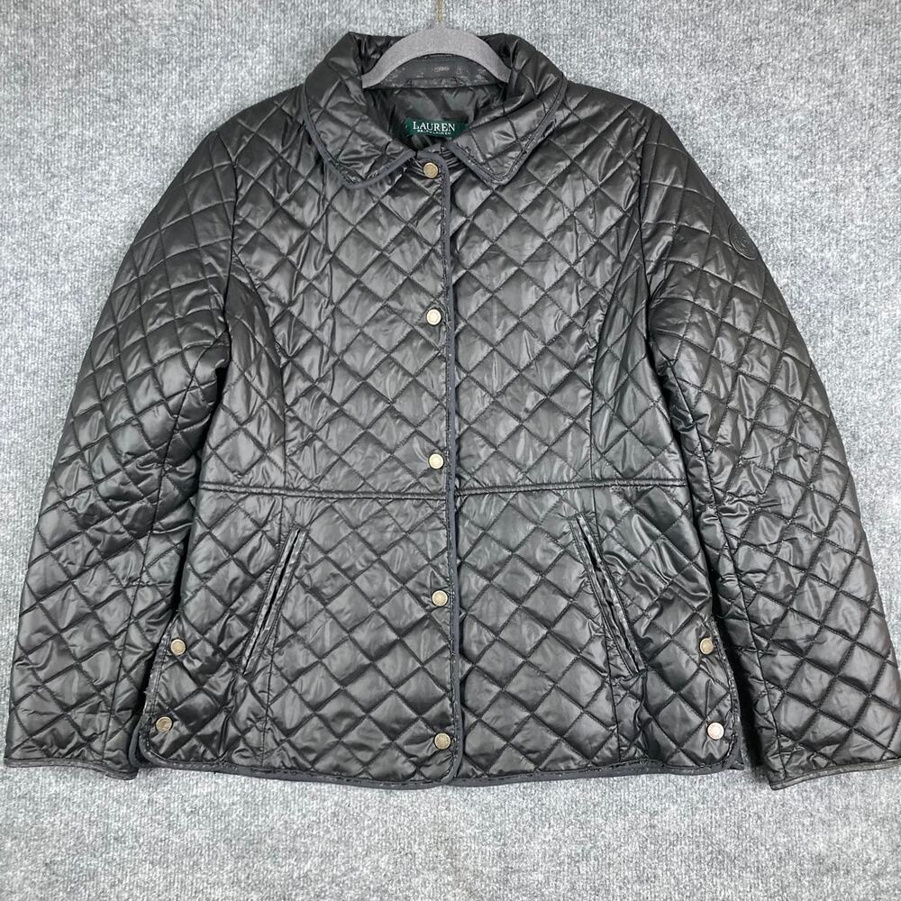 Lauren Ralph Lauren Jacket Womens Size M Black Quilted Snap Button Puffer